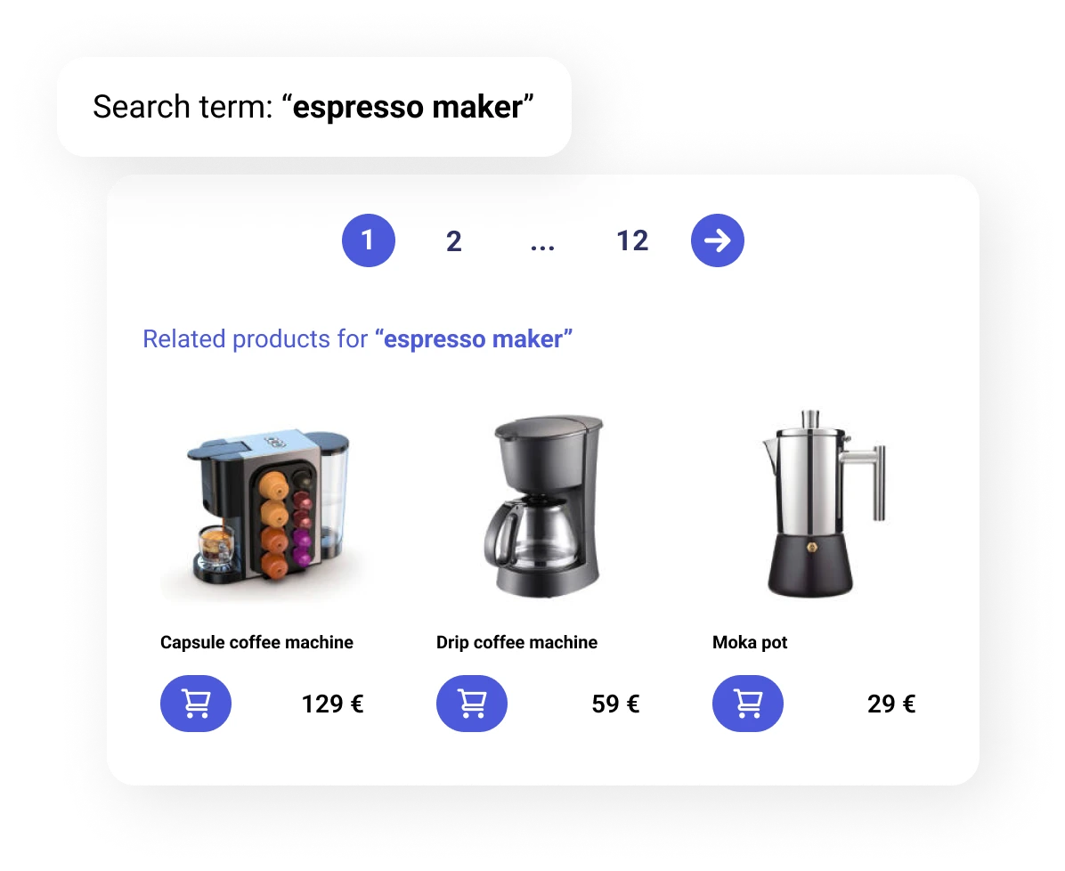 Semantic Matching feature deciphers user intent based on previouus search and shopping behavior instead of simply text matching results.