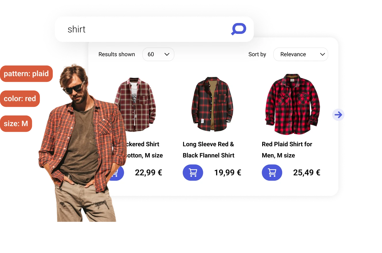 Prefixbox Personalized Search illustration - Plaid Men Shirt personalized search results