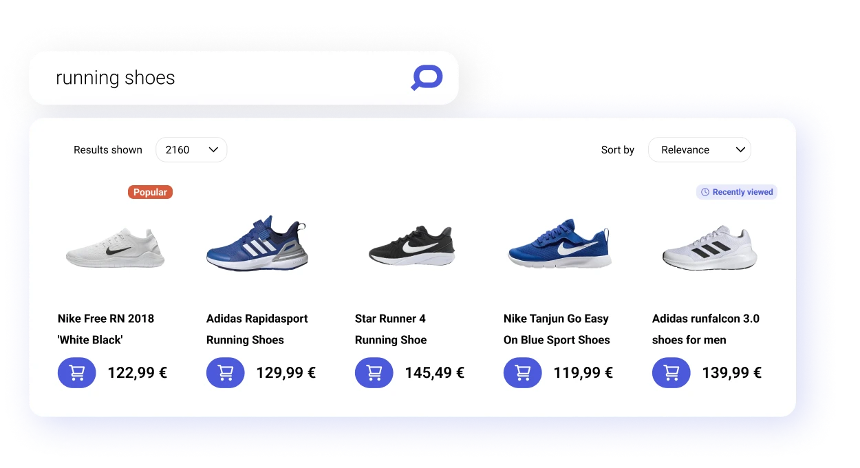 Prefixbox Personalized Search illustration - sneakers original ranking search engine result page