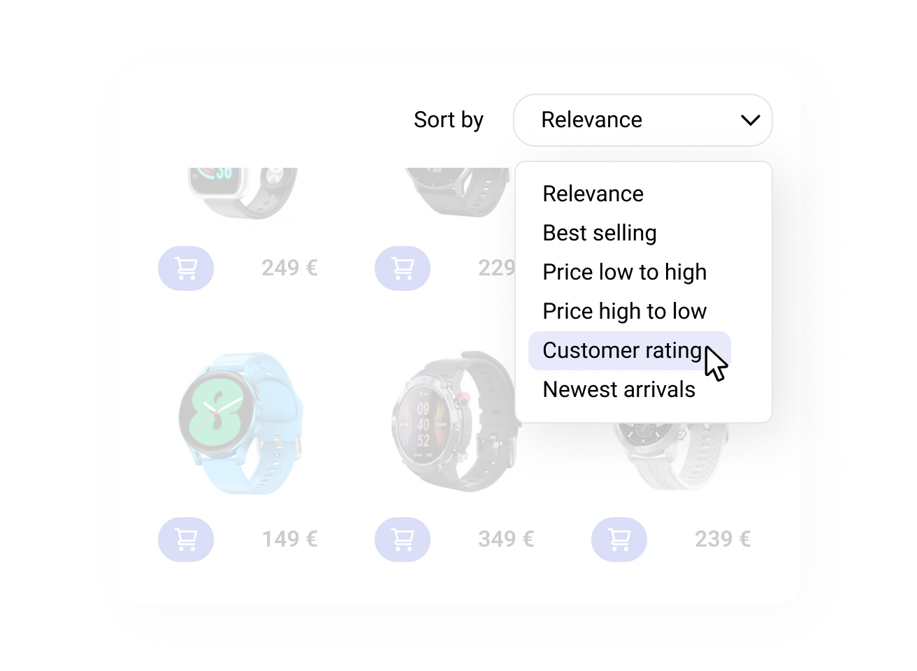 Sorting feature enable shoppers to find desired products faster with intuitive sorting options based on criteria of their choice.