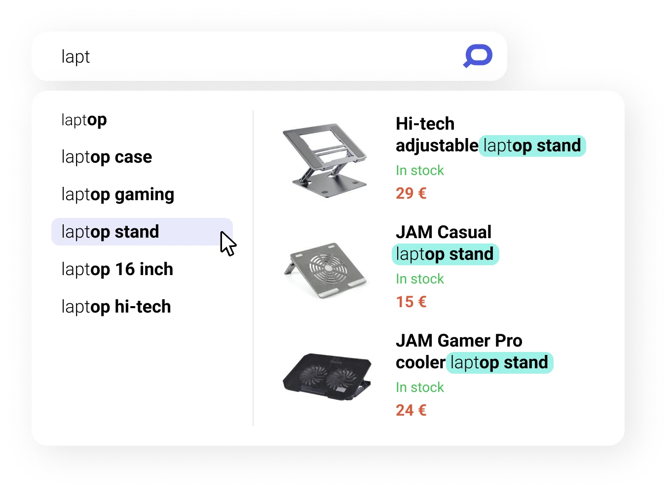 The Product Search Preview feature helps users find relevant products by hovering over keyword recommendations.